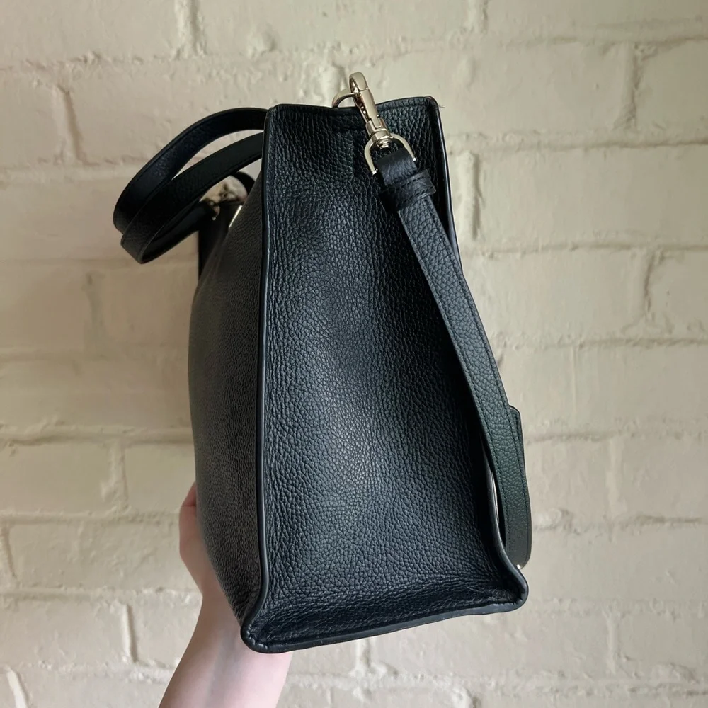 Kate Spade black leather boho basic cute contemporary crossbody purse bag